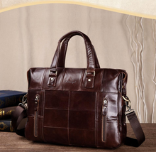 Load image into Gallery viewer, Genuine Leather Single Briefcase 13 inch Laptop Business Bag
