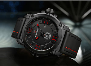 Men's Leather Strap Wristwatch