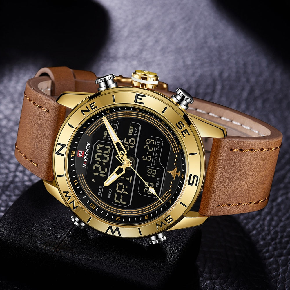 Men's Fashion Gold LED Digital Watch