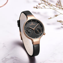 Load image into Gallery viewer, Women's Fashion Thin Leather Wristwatch Gold