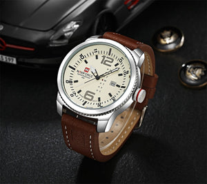 Men's Casual Leather Wristwatch