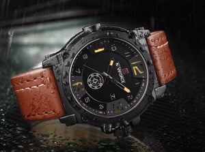 Men's Leather Strap Waterproof Wristwatch