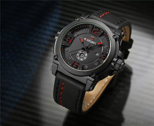 Men's Leather Strap Waterproof Wristwatch