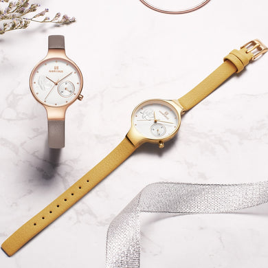Women's Fashion Thin Leather Wristwatch
