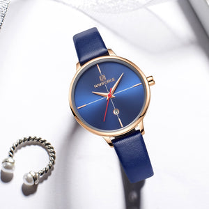 Women's Fashion Thin Leather Strap Wristwatch