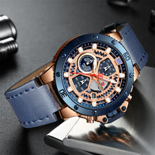 Load image into Gallery viewer, Men's Leather Waterproof Clock