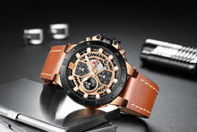 Load image into Gallery viewer, Men's Leather Waterproof Clock