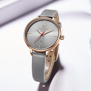 Women's Fashion Thin Leather Wristwatch Waterproof