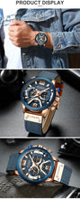 Load image into Gallery viewer, Men's Analog Leather Clock