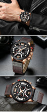 Load image into Gallery viewer, Men's Analog Leather Clock