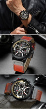 Load image into Gallery viewer, Men's Analog Leather Clock