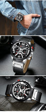 Load image into Gallery viewer, Men's Analog Leather Clock
