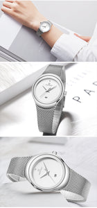 Women's Watches Fashion Waterproof Silver White