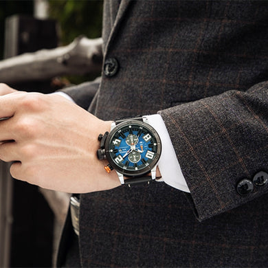 Men's Wristwatch Clock Leather Waterproof
