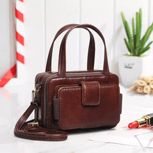 Load image into Gallery viewer, Double Zipper Genuine Leather Handbags