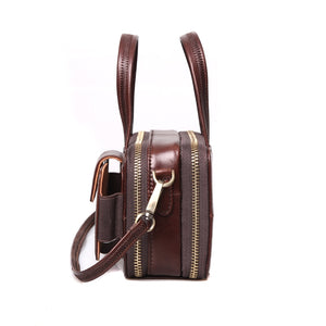 Double Zipper Genuine Leather Handbags