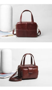 Double Zipper Genuine Leather Handbags