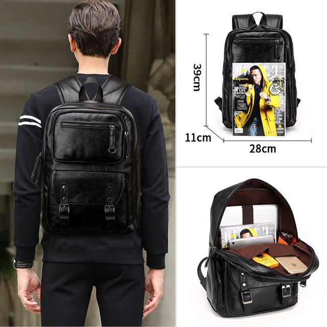 Genuine Leather Men's Backpack Korea Style